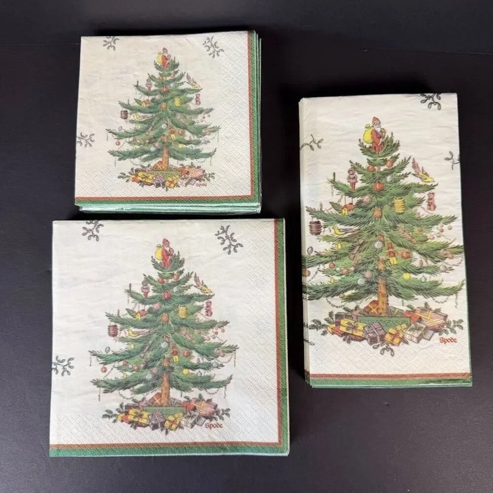 Lot of New & Open Spode Christmas Tree Paper Napkins-Beverage, Luncheon, Dinner